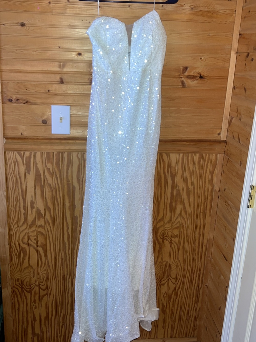 Strapless Sequin Wedding Gown in White